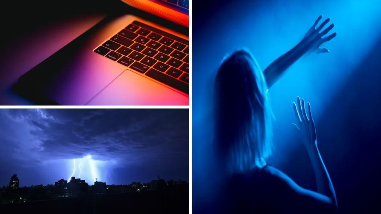 Photos of various blue light sources